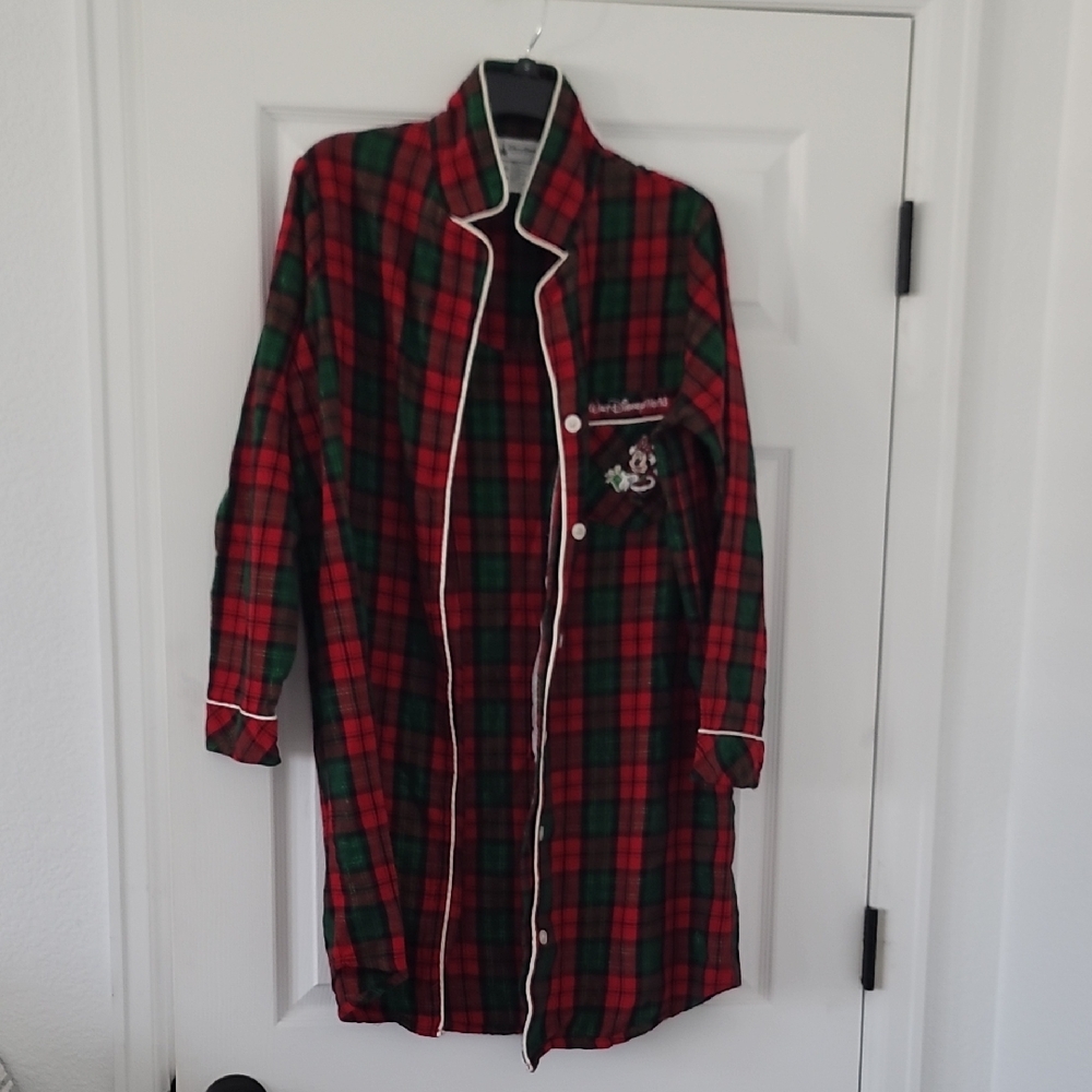 Disney Red and Green Plaid Nightshirt with Minnie Mouse